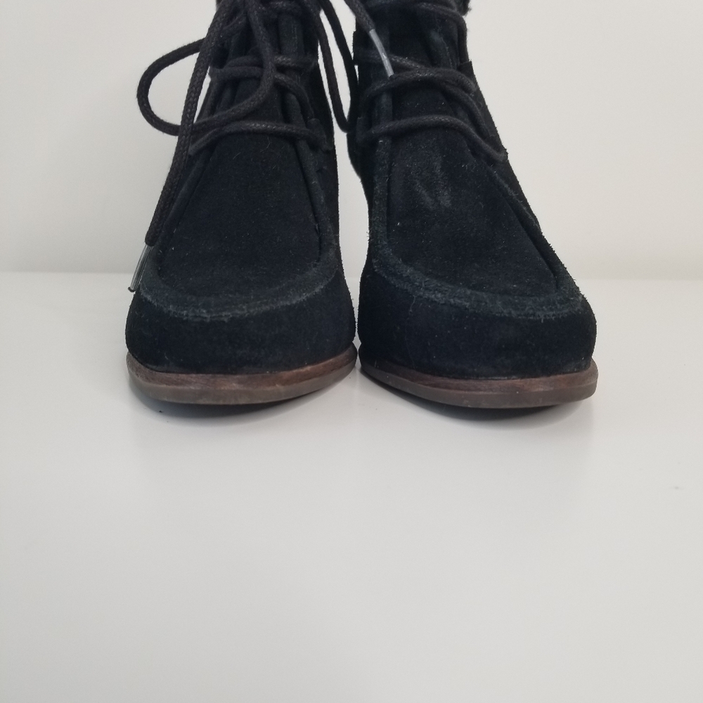 UGG Black Suede Analise High Heel Lace Up Ankle Boots Size 9 - Picture 8 of 11